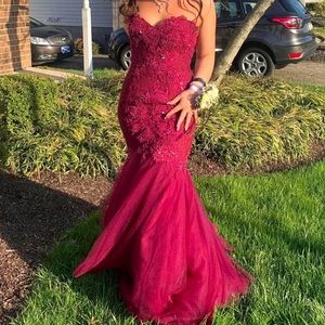 Red Berry Mermaid Prom Dress size 8